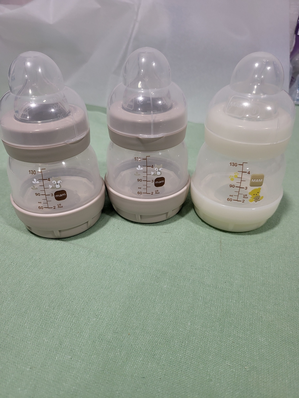 MAM Baby Bottle 130ml - Beige/White (Set of 3)